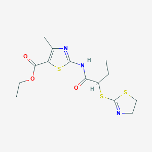molecular formula C14H19N3O3S3 B4011411 ethyl 2-{[2-(4,5-dihydro-1,3-thiazol-2-ylthio)butanoyl]amino}-4-methyl-1,3-thiazole-5-carboxylate 