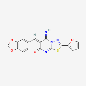molecular formula C17H10N4O4S B4011425 6-(1,3-benzodioxol-5-ylmethylene)-2-(2-furyl)-5-imino-5,6-dihydro-7H-[1,3,4]thiadiazolo[3,2-a]pyrimidin-7-one 