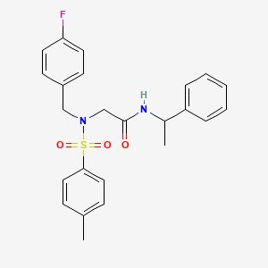 molecular formula C24H25FN2O3S B4011435 N~2~-(4-fluorobenzyl)-N~2~-[(4-methylphenyl)sulfonyl]-N~1~-(1-phenylethyl)glycinamide 