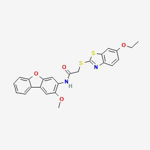 molecular formula C24H20N2O4S2 B4011472 2-[(6-ethoxy-1,3-benzothiazol-2-yl)thio]-N-(2-methoxydibenzo[b,d]furan-3-yl)acetamide 