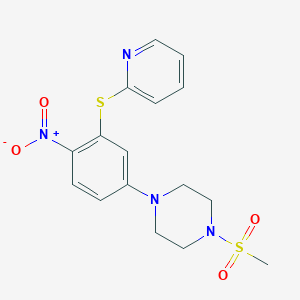 molecular formula C16H18N4O4S2 B4011478 1-(methylsulfonyl)-4-[4-nitro-3-(2-pyridinylthio)phenyl]piperazine 