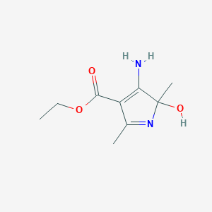 molecular formula C9H14N2O3 B040115 Ethyl 4-amino-5-hydroxy-2,5-dimethylpyrrole-3-carboxylate CAS No. 113968-03-9