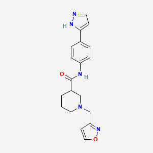 molecular formula C19H21N5O2 B4011529 1-(3-isoxazolylmethyl)-N-[4-(1H-pyrazol-5-yl)phenyl]-3-piperidinecarboxamide 