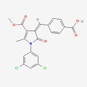 molecular formula C21H15Cl2NO5 B4011545 4-{[1-(3,5-dichlorophenyl)-4-(methoxycarbonyl)-5-methyl-2-oxo-1,2-dihydro-3H-pyrrol-3-ylidene]methyl}benzoic acid 