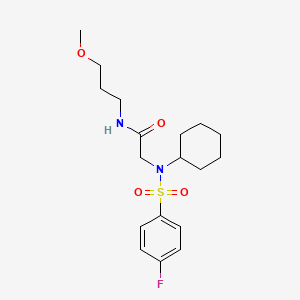 molecular formula C18H27FN2O4S B4011568 N~2~-cyclohexyl-N~2~-[(4-fluorophenyl)sulfonyl]-N~1~-(3-methoxypropyl)glycinamide 