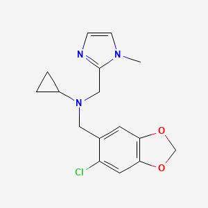 molecular formula C16H18ClN3O2 B4011569 N-[(6-chloro-1,3-benzodioxol-5-yl)methyl]-N-[(1-methyl-1H-imidazol-2-yl)methyl]cyclopropanamine 