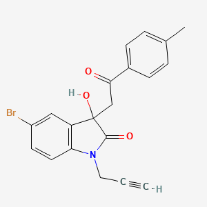 molecular formula C20H16BrNO3 B4011577 5-bromo-3-hydroxy-3-[2-(4-methylphenyl)-2-oxoethyl]-1-(2-propyn-1-yl)-1,3-dihydro-2H-indol-2-one 