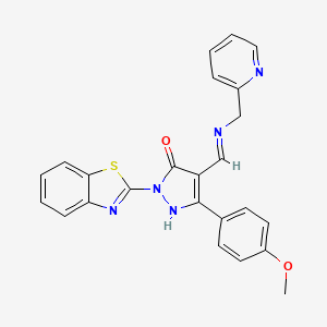 molecular formula C24H19N5O2S B4011599 2-(1,3-benzothiazol-2-yl)-5-(4-methoxyphenyl)-4-{[(2-pyridinylmethyl)amino]methylene}-2,4-dihydro-3H-pyrazol-3-one 
