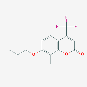 molecular formula C14H13F3O3 B4011670 8-甲基-7-丙氧基-4-(三氟甲基)-2H-色满-2-酮 