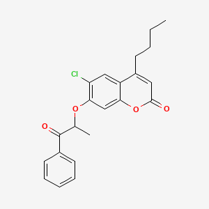 molecular formula C22H21ClO4 B4011701 4-butyl-6-chloro-7-(1-methyl-2-oxo-2-phenylethoxy)-2H-chromen-2-one 