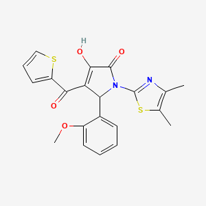 molecular formula C21H18N2O4S2 B4011713 1-(4,5-dimethyl-1,3-thiazol-2-yl)-3-hydroxy-5-(2-methoxyphenyl)-4-(2-thienylcarbonyl)-1,5-dihydro-2H-pyrrol-2-one 