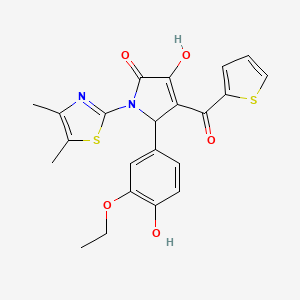 molecular formula C22H20N2O5S2 B4011778 1-(4,5-dimethyl-1,3-thiazol-2-yl)-5-(3-ethoxy-4-hydroxyphenyl)-3-hydroxy-4-(2-thienylcarbonyl)-1,5-dihydro-2H-pyrrol-2-one 