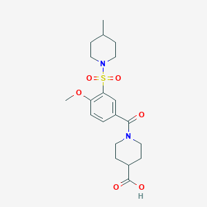 molecular formula C20H28N2O6S B4011808 1-{4-methoxy-3-[(4-methyl-1-piperidinyl)sulfonyl]benzoyl}-4-piperidinecarboxylic acid 