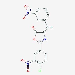molecular formula C16H8ClN3O6 B401181 2-{4-chloro-3-nitrophenyl}-4-{3-nitrobenzylidene}-1,3-oxazol-5(4H)-one 