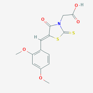 molecular formula C14H13NO5S2 B401182 [(5Z)-5-(2,4-dimethoxybenzylidene)-4-oxo-2-thioxo-1,3-thiazolidin-3-yl]acetic acid CAS No. 1616632-71-3