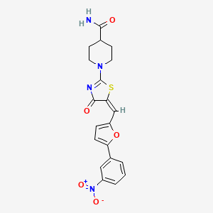 molecular formula C20H18N4O5S B4011821 1-(5-{[5-(3-nitrophenyl)-2-furyl]methylene}-4-oxo-4,5-dihydro-1,3-thiazol-2-yl)-4-piperidinecarboxamide 
