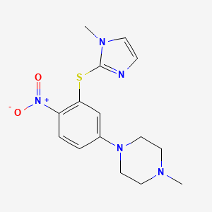 molecular formula C15H19N5O2S B4011850 1-methyl-4-{3-[(1-methyl-1H-imidazol-2-yl)thio]-4-nitrophenyl}piperazine 