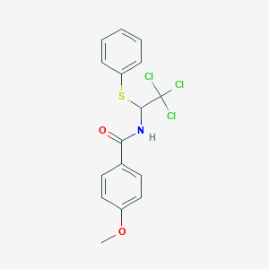 molecular formula C16H14Cl3NO2S B401187 4-methoxy-N-[2,2,2-trichloro-1-(phenylsulfanyl)ethyl]benzamide 