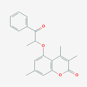 molecular formula C21H20O4 B4011876 3,4,7-trimethyl-5-(1-methyl-2-oxo-2-phenylethoxy)-2H-chromen-2-one 
