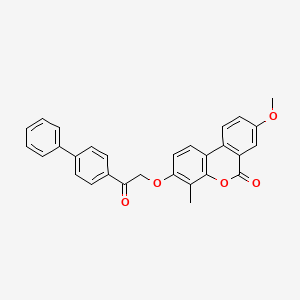 3-[2-(4-biphenylyl)-2-oxoethoxy]-8-methoxy-4-methyl-6H-benzo[c]chromen-6-one