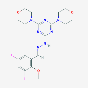 molecular formula C19H23I2N7O3 B401191 3,5-Diiodo-2-methoxybenzaldehyde [4,6-di(4-morpholinyl)-1,3,5-triazin-2-yl]hydrazone 