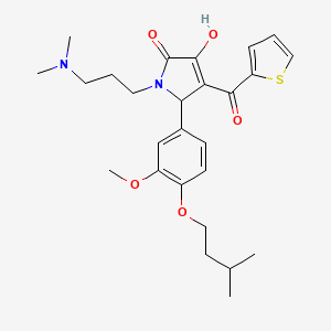 molecular formula C26H34N2O5S B4011917 1-[3-(dimethylamino)propyl]-3-hydroxy-5-[3-methoxy-4-(3-methylbutoxy)phenyl]-4-(2-thienylcarbonyl)-1,5-dihydro-2H-pyrrol-2-one 