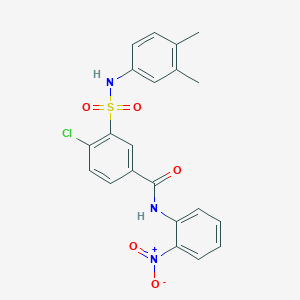 molecular formula C21H18ClN3O5S B4011923 4-chloro-3-{[(3,4-dimethylphenyl)amino]sulfonyl}-N-(2-nitrophenyl)benzamide 