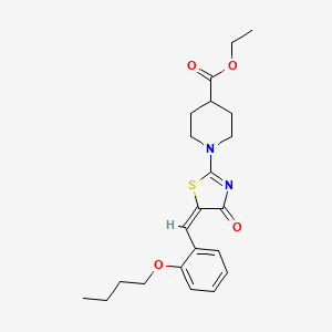 molecular formula C22H28N2O4S B4011972 ethyl 1-[5-(2-butoxybenzylidene)-4-oxo-4,5-dihydro-1,3-thiazol-2-yl]-4-piperidinecarboxylate 