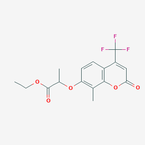 molecular formula C16H15F3O5 B4011987 ethyl 2-{[8-methyl-2-oxo-4-(trifluoromethyl)-2H-chromen-7-yl]oxy}propanoate 