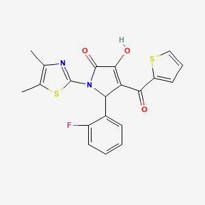 molecular formula C20H15FN2O3S2 B4011996 1-(4,5-dimethyl-1,3-thiazol-2-yl)-5-(2-fluorophenyl)-3-hydroxy-4-(2-thienylcarbonyl)-1,5-dihydro-2H-pyrrol-2-one 