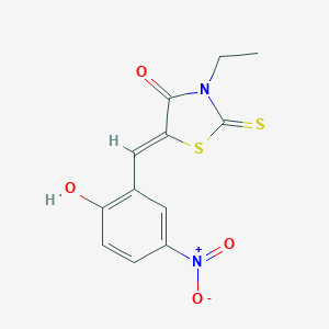 molecular formula C12H10N2O4S2 B401200 3-Ethyl-5-{2-hydroxy-5-nitrobenzylidene}-2-thioxo-1,3-thiazolidin-4-one 