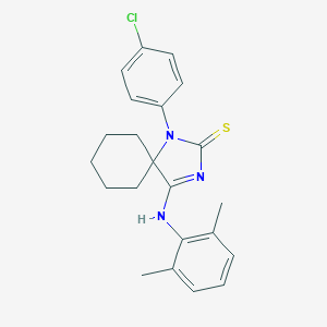 molecular formula C22H24ClN3S B401201 1-(4-Chlorophenyl)-4-[(2,6-dimethylphenyl)imino]-1,3-diazaspiro[4.5]decane-2-thione CAS No. 369606-59-7