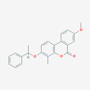 molecular formula C23H20O4 B4012053 8-methoxy-4-methyl-3-(1-phenylethoxy)-6H-benzo[c]chromen-6-one 