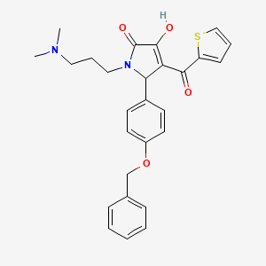 molecular formula C27H28N2O4S B4012056 5-[4-(benzyloxy)phenyl]-1-[3-(dimethylamino)propyl]-3-hydroxy-4-(2-thienylcarbonyl)-1,5-dihydro-2H-pyrrol-2-one 