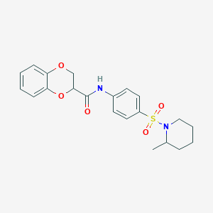 molecular formula C21H24N2O5S B4012063 N-{4-[(2-methyl-1-piperidinyl)sulfonyl]phenyl}-2,3-dihydro-1,4-benzodioxine-2-carboxamide 