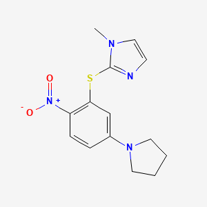 molecular formula C14H16N4O2S B4012069 1-methyl-2-{[2-nitro-5-(1-pyrrolidinyl)phenyl]thio}-1H-imidazole 