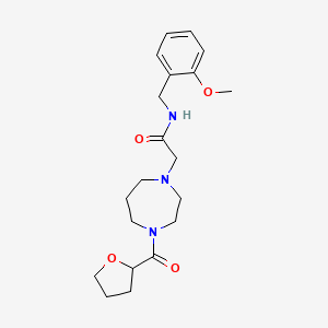 molecular formula C20H29N3O4 B4012082 N-(2-methoxybenzyl)-2-[4-(tetrahydrofuran-2-ylcarbonyl)-1,4-diazepan-1-yl]acetamide 