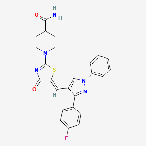 1-(5-{[3-(4-fluorophenyl)-1-phenyl-1H-pyrazol-4-yl]methylene}-4-oxo-4,5-dihydro-1,3-thiazol-2-yl)-4-piperidinecarboxamide