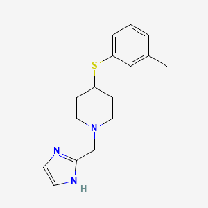 molecular formula C16H21N3S B4012102 1-(1H-imidazol-2-ylmethyl)-4-[(3-methylphenyl)thio]piperidine 