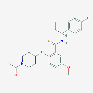 2-[(1-acetyl-4-piperidinyl)oxy]-N-[1-(4-fluorophenyl)propyl]-5-methoxybenzamide