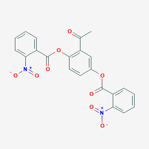 molecular formula C22H14N2O9 B401214 2-Acetyl-4-({2-nitrobenzoyl}oxy)phenyl 2-nitrobenzoate 
