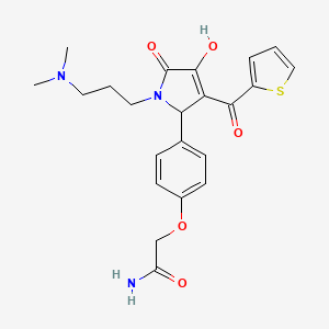 molecular formula C22H25N3O5S B4012268 2-{4-[1-[3-(dimethylamino)propyl]-4-hydroxy-5-oxo-3-(2-thienylcarbonyl)-2,5-dihydro-1H-pyrrol-2-yl]phenoxy}acetamide 