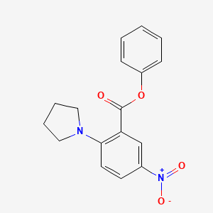molecular formula C17H16N2O4 B4012286 phenyl 5-nitro-2-(1-pyrrolidinyl)benzoate 