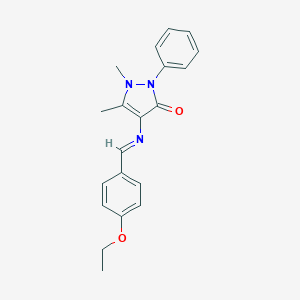 molecular formula C20H21N3O2 B401231 4-[(4-ethoxybenzylidene)amino]-1,5-dimethyl-2-phenyl-1,2-dihydro-3H-pyrazol-3-one CAS No. 1447968-74-2