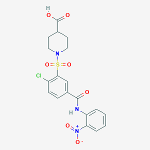 molecular formula C19H18ClN3O7S B4012322 1-[(2-chloro-5-{[(2-nitrophenyl)amino]carbonyl}phenyl)sulfonyl]-4-piperidinecarboxylic acid CAS No. 690681-34-6