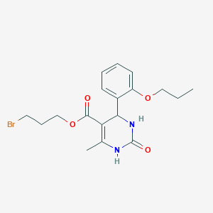 molecular formula C18H23BrN2O4 B401233 3-Bromopropyl 6-methyl-2-oxo-4-[2-(propyloxy)phenyl]-1,2,3,4-tetrahydropyrimidine-5-carboxylate CAS No. 297743-97-6