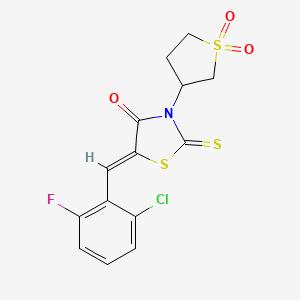 molecular formula C14H11ClFNO3S3 B4012339 5-(2-chloro-6-fluorobenzylidene)-3-(1,1-dioxidotetrahydro-3-thienyl)-2-thioxo-1,3-thiazolidin-4-one 