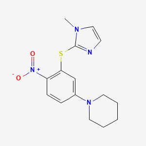 molecular formula C15H18N4O2S B4012370 1-{3-[(1-methyl-1H-imidazol-2-yl)thio]-4-nitrophenyl}piperidine 