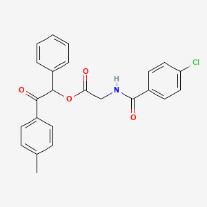 molecular formula C24H20ClNO4 B4012384 2-(4-甲基苯基)-2-氧代-1-苯乙基 N-(4-氯苯甲酰)甘氨酸酯 