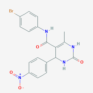 molecular formula C18H15BrN4O4 B401243 N-(4-bromophenyl)-4-{4-nitrophenyl}-6-methyl-2-oxo-1,2,3,4-tetrahydropyrimidine-5-carboxamide CAS No. 331272-61-8